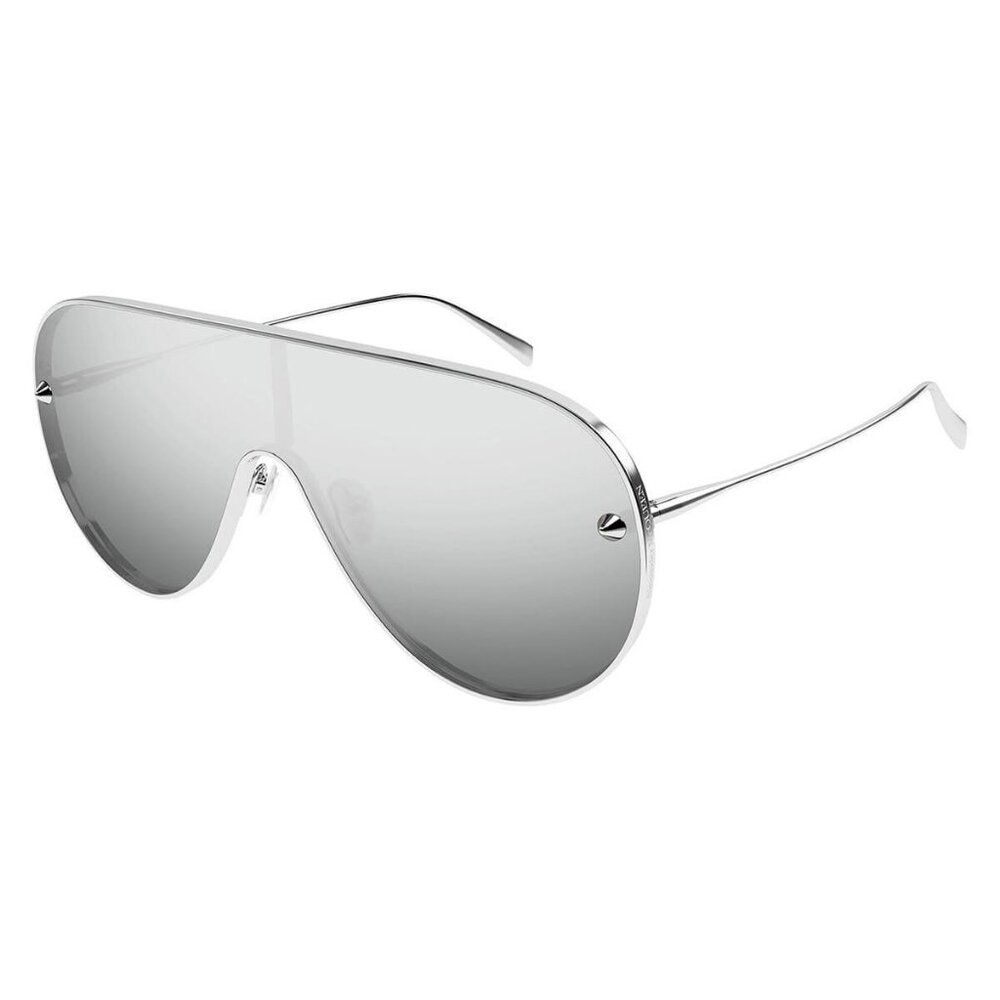 New Authentic ALEXANDER MCQUEEN Silver Shield AM0481S 004 Sunglasses Women - Picture 1 of 5